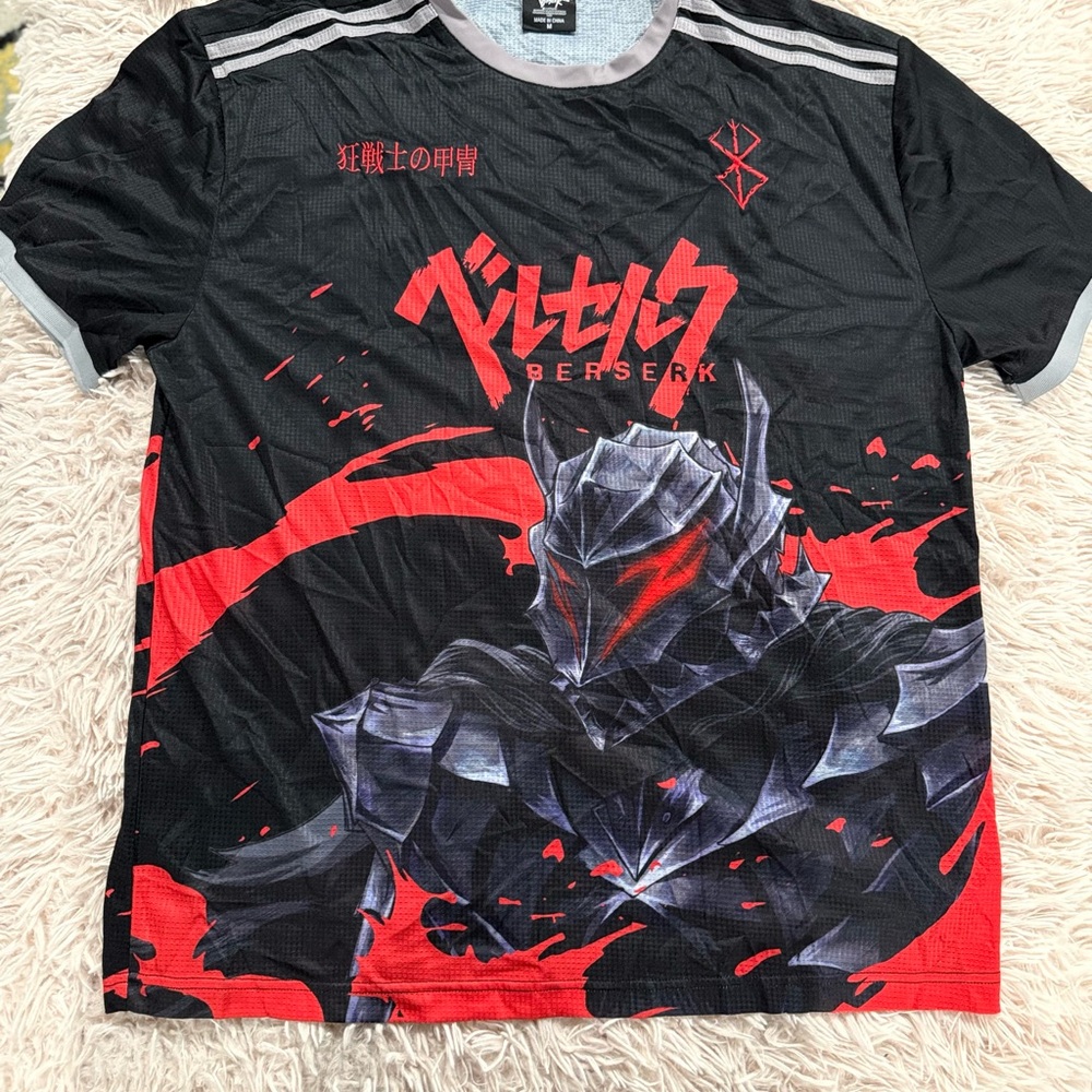 Atsuko Berserk Struggler Anime Jersey Soccer Top Jersey Size Medium Red
Black